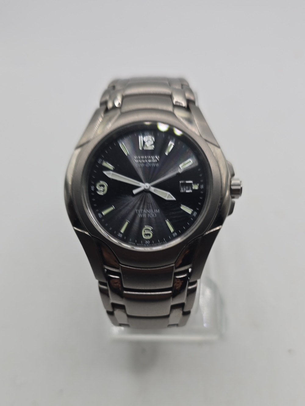 Citizen Men's Titanium Watch - Black Dial with Silver Bracelet